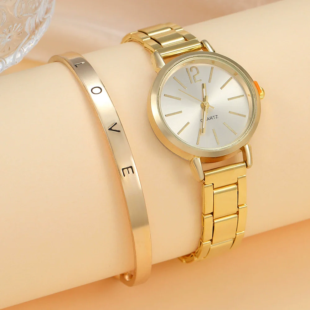 Ladies Casual Round Dial Quartz Watch With Alloy Case And Strap
