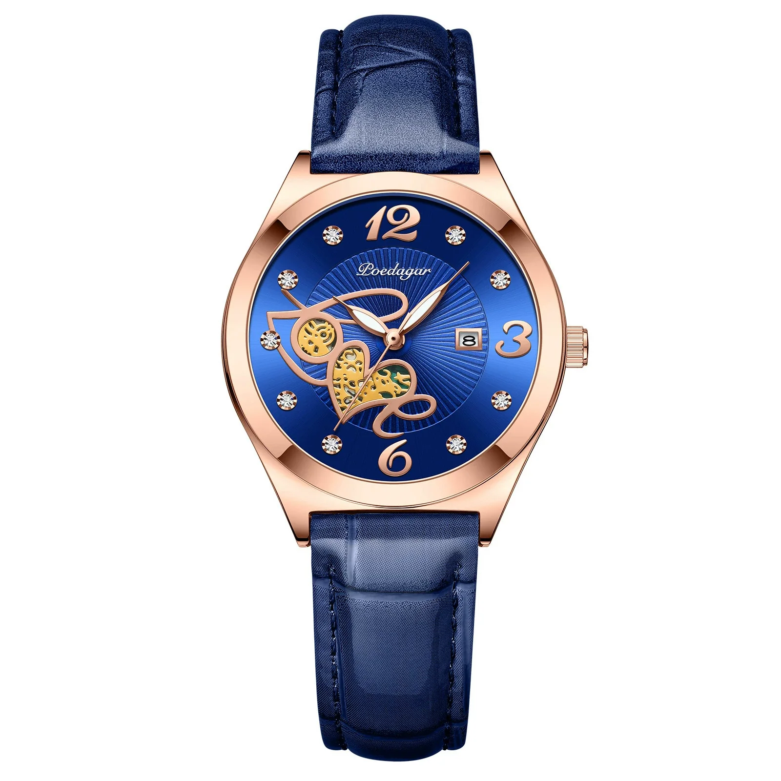 Ladies Casual Waterproof Watches Alloy Case Genuine Leather Strap Round Dial - Image 4