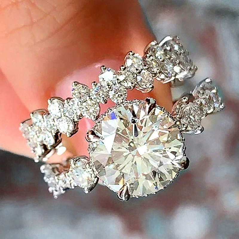Ladies Engagement Ring Copper Zircon Geometric Style - Image 4