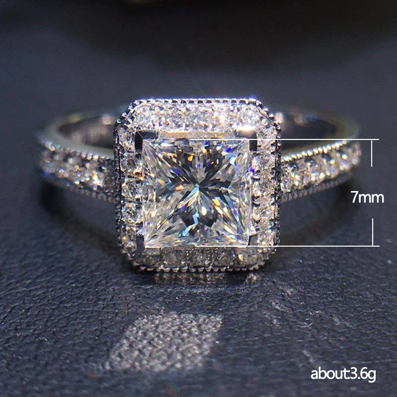 Ladies Geometric Square Copper Diamond Ring With Zircon - Image 3