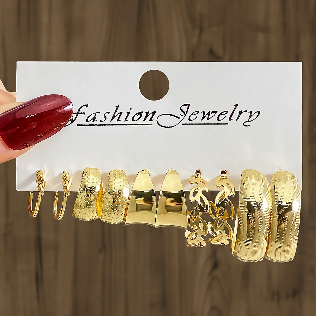 Ladies Imitation Pearl Geometric Hammer Set With Pearls Earrings - Image 8