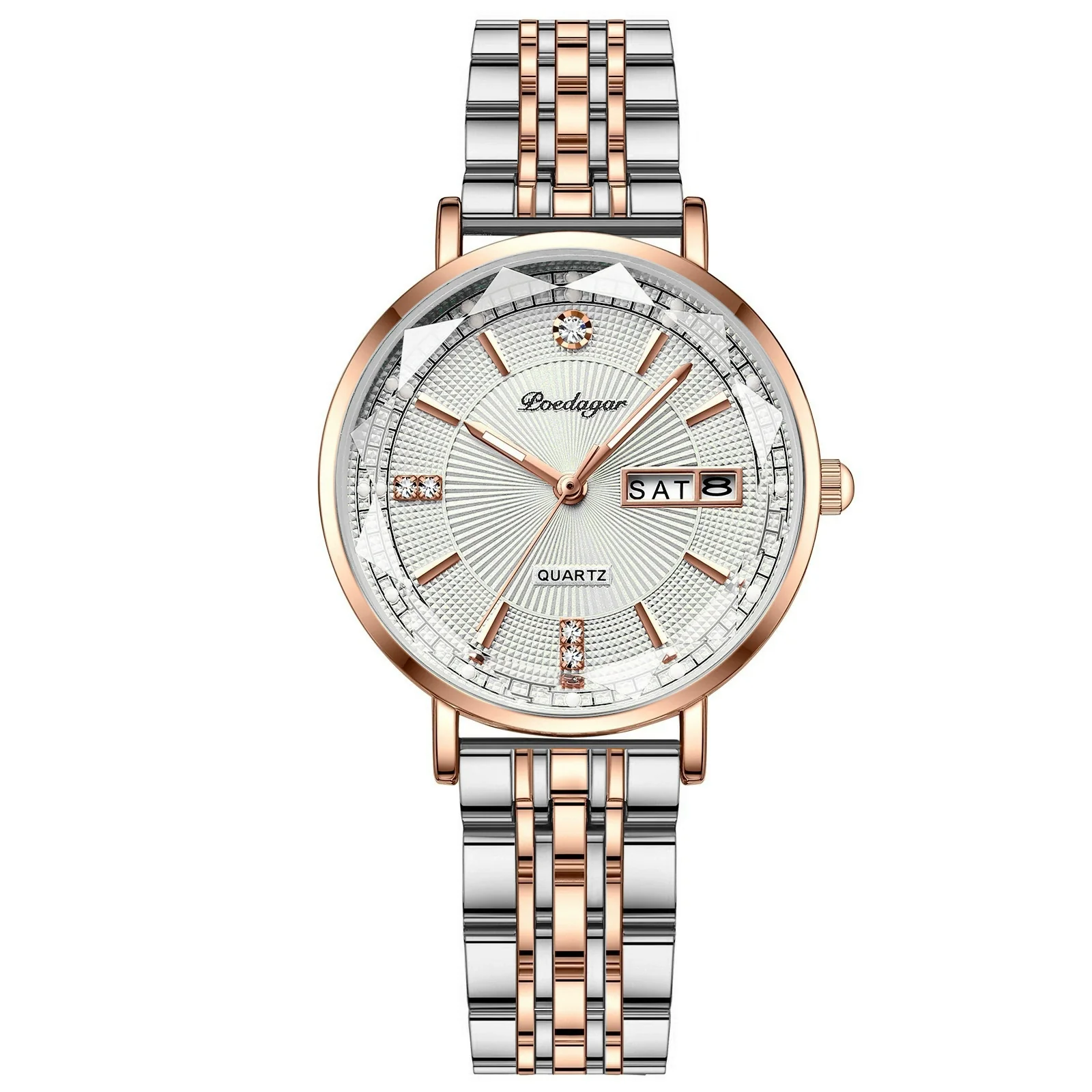 Ladies Leisure Alloy Watch With Double Calendar And Round Dial - Image 6