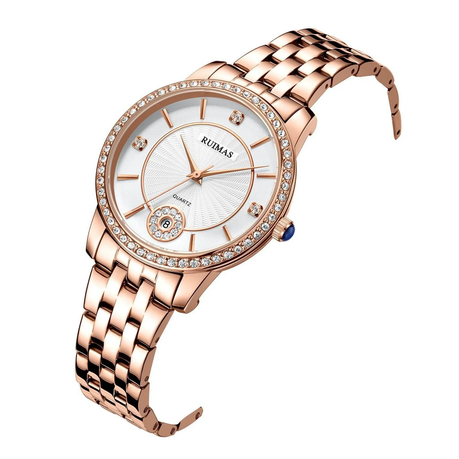 Ladies Leisure Waterproof Quartz Watch With Alloy Case And Stainless Steel Strap And Buckle Round Dial Mineral Reinforced Glass Mirror