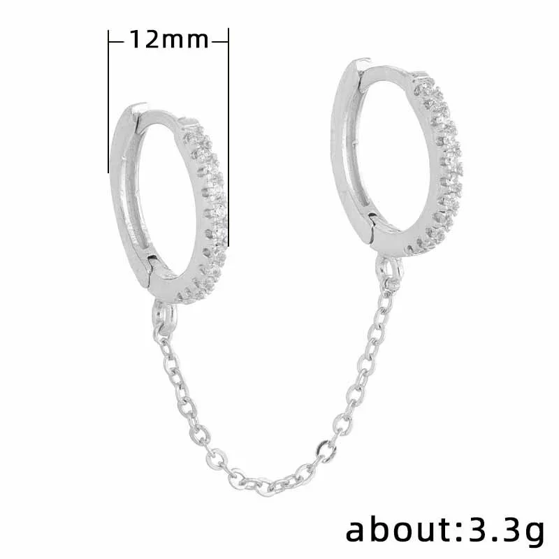 Ladies Long Chain Earrings Copper Inlaid Zircon Geometric Style - Image 5