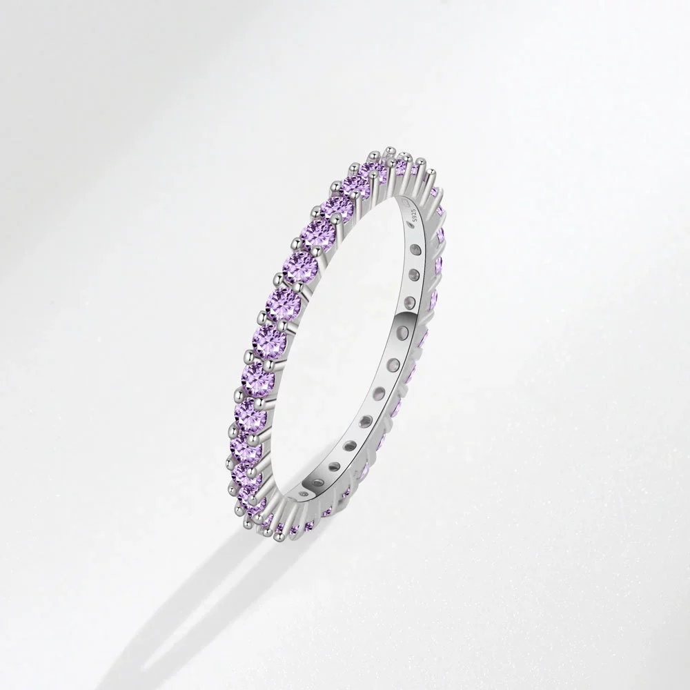 Ladies Luxury Amethyst Row Diamond Ring Copper Minimalist The Crown Style