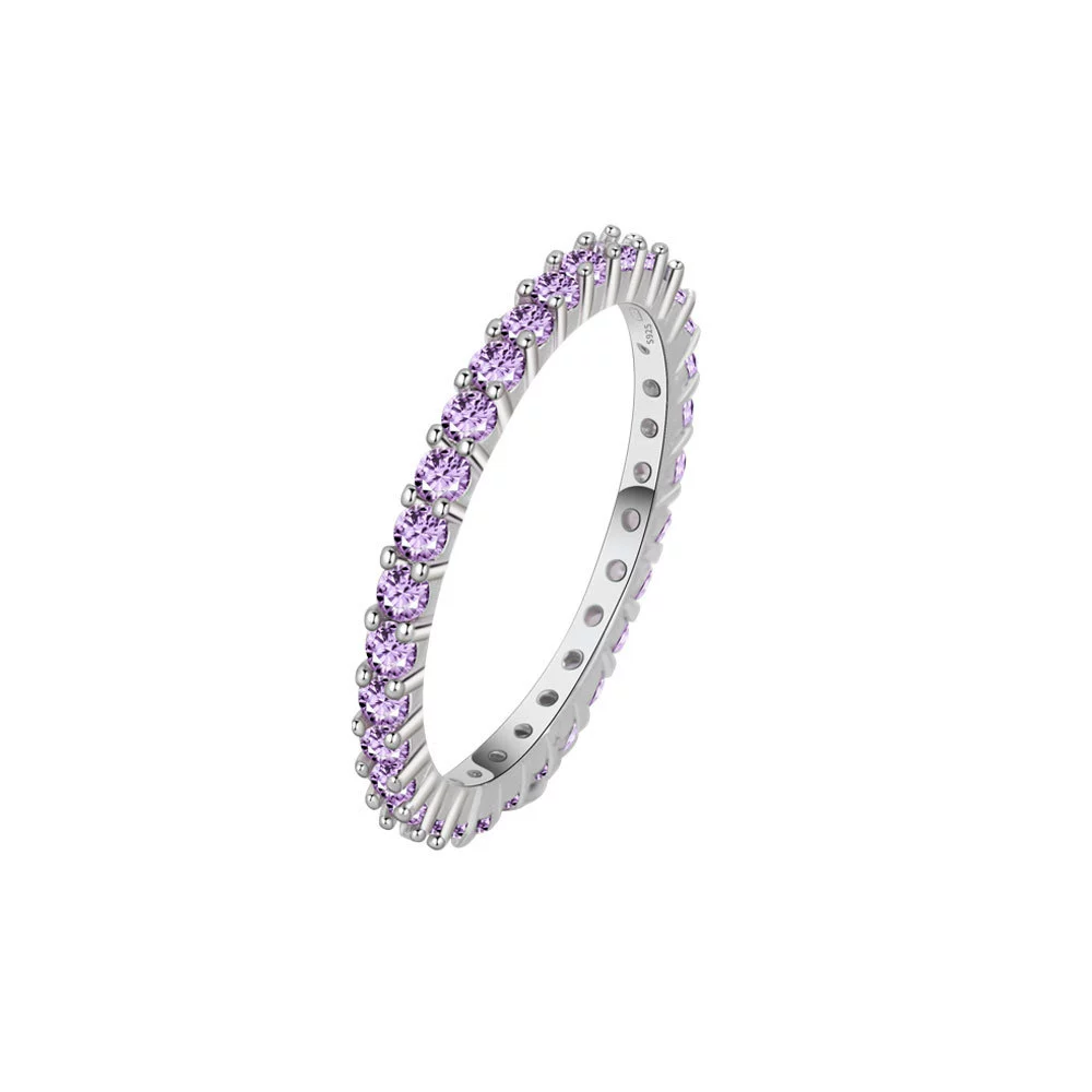 Ladies Luxury Amethyst Row Diamond Ring Copper Minimalist The Crown Style - Image 5