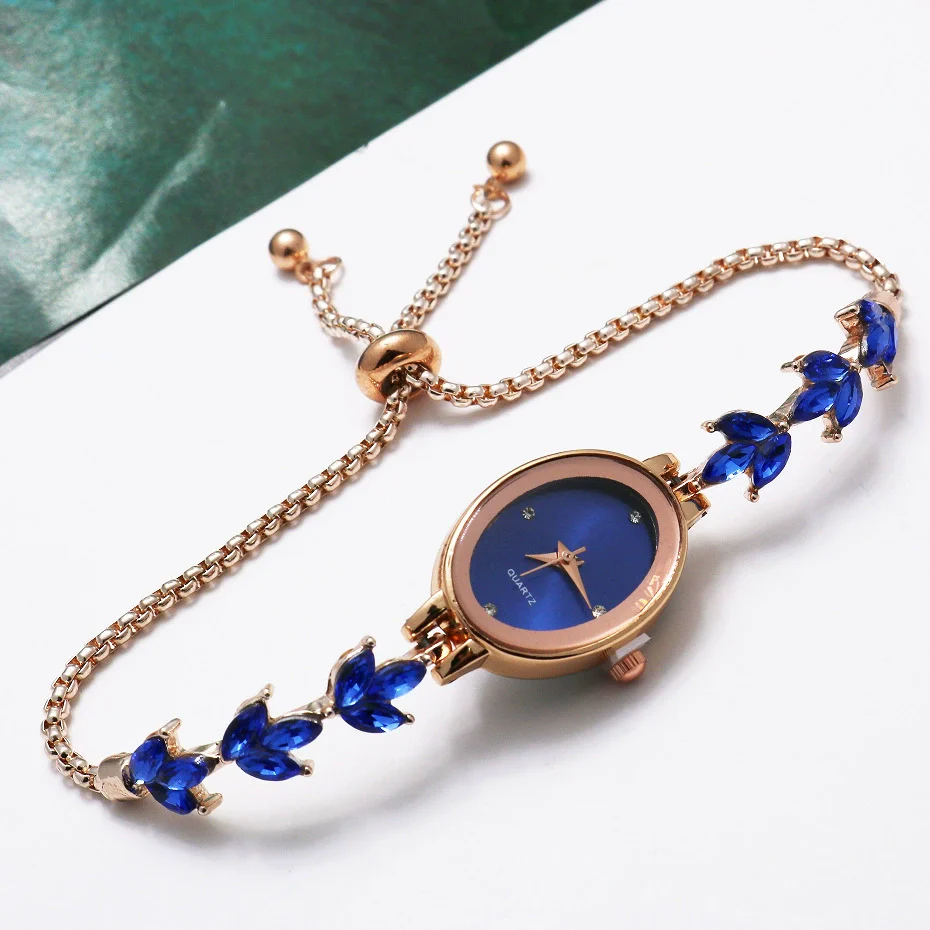 Ladies Quartz Bracelet Watch Stainless Steel Alloy Luxury Diamondstudded Oval Dial Leisure Style - Image 6