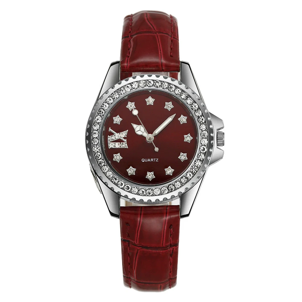 Ladies Quartz Watch Alloy Case Imitation Leather Strap Stainless Steel Clasp Round Dial - Image 2