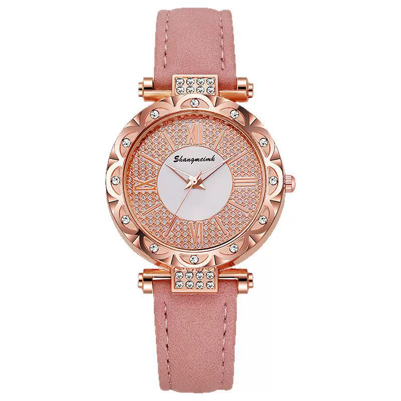 Ladies Quartz Watch Plastic Case Imitation Leather Strap Rose Gold Buckle Round Dial Leisure Style - Image 5