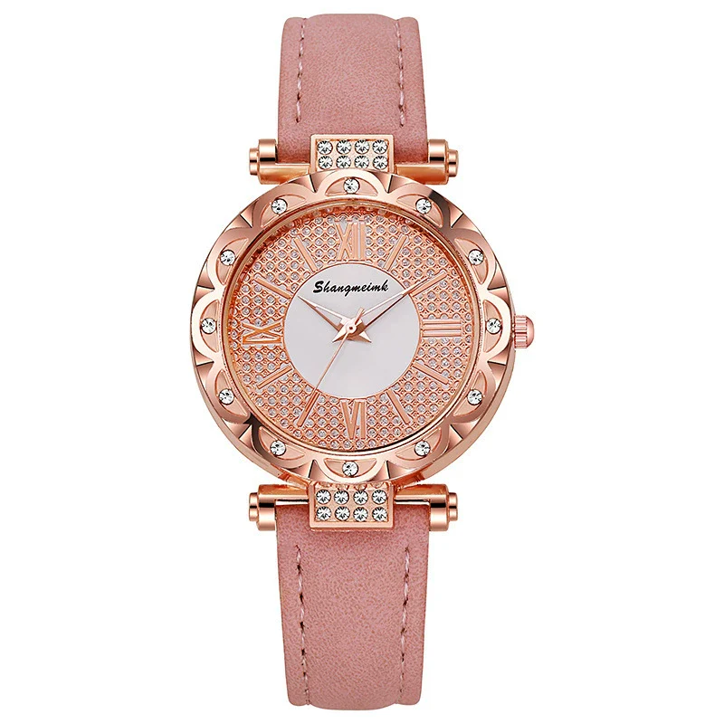 Ladies Quartz Watch Plastic Case Imitation Leather Strap Rose Gold Buckle Round Dial Leisure Style - Image 6