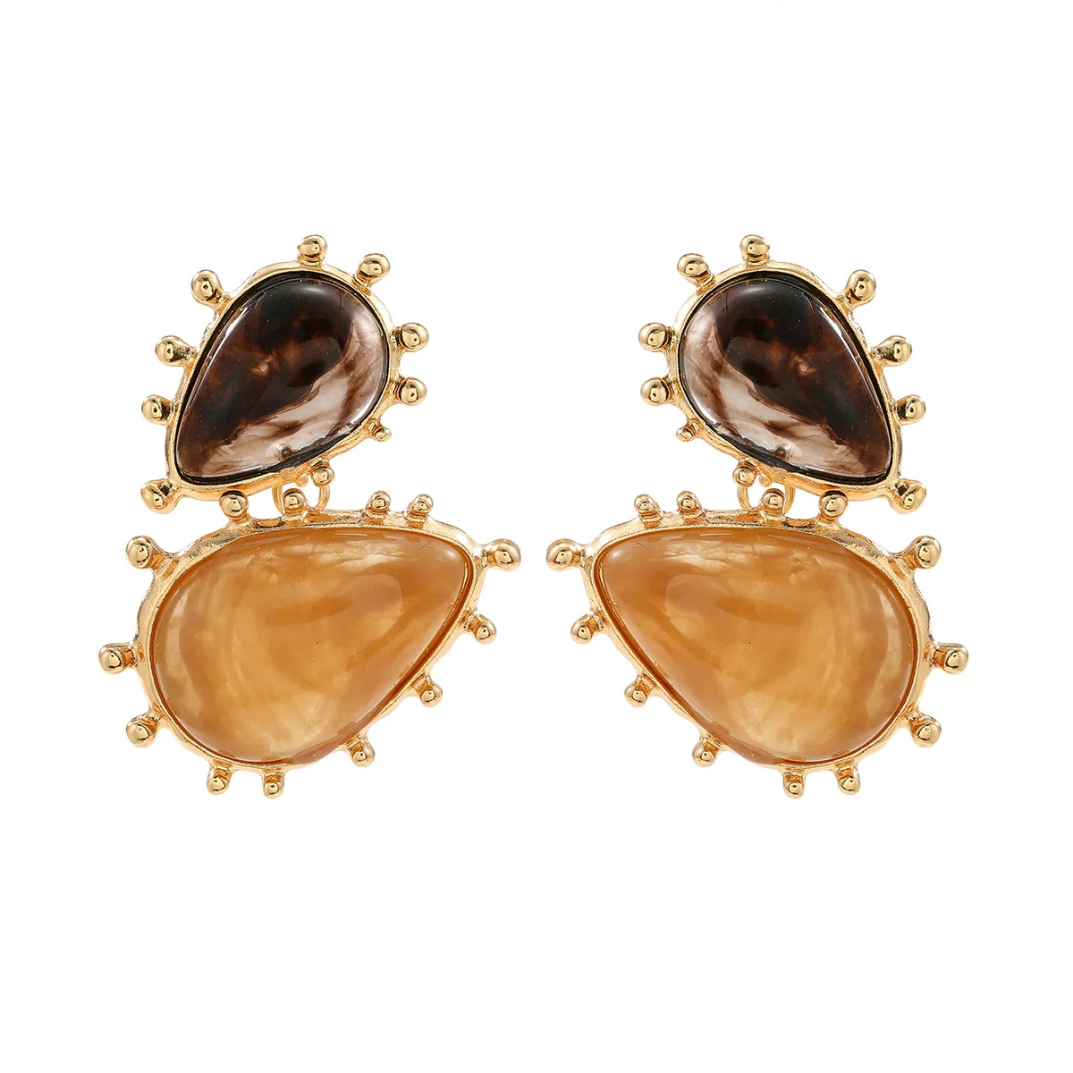 Ladies Resin Drop Shape Personality Geometric Electroplated Earrings - Image 6