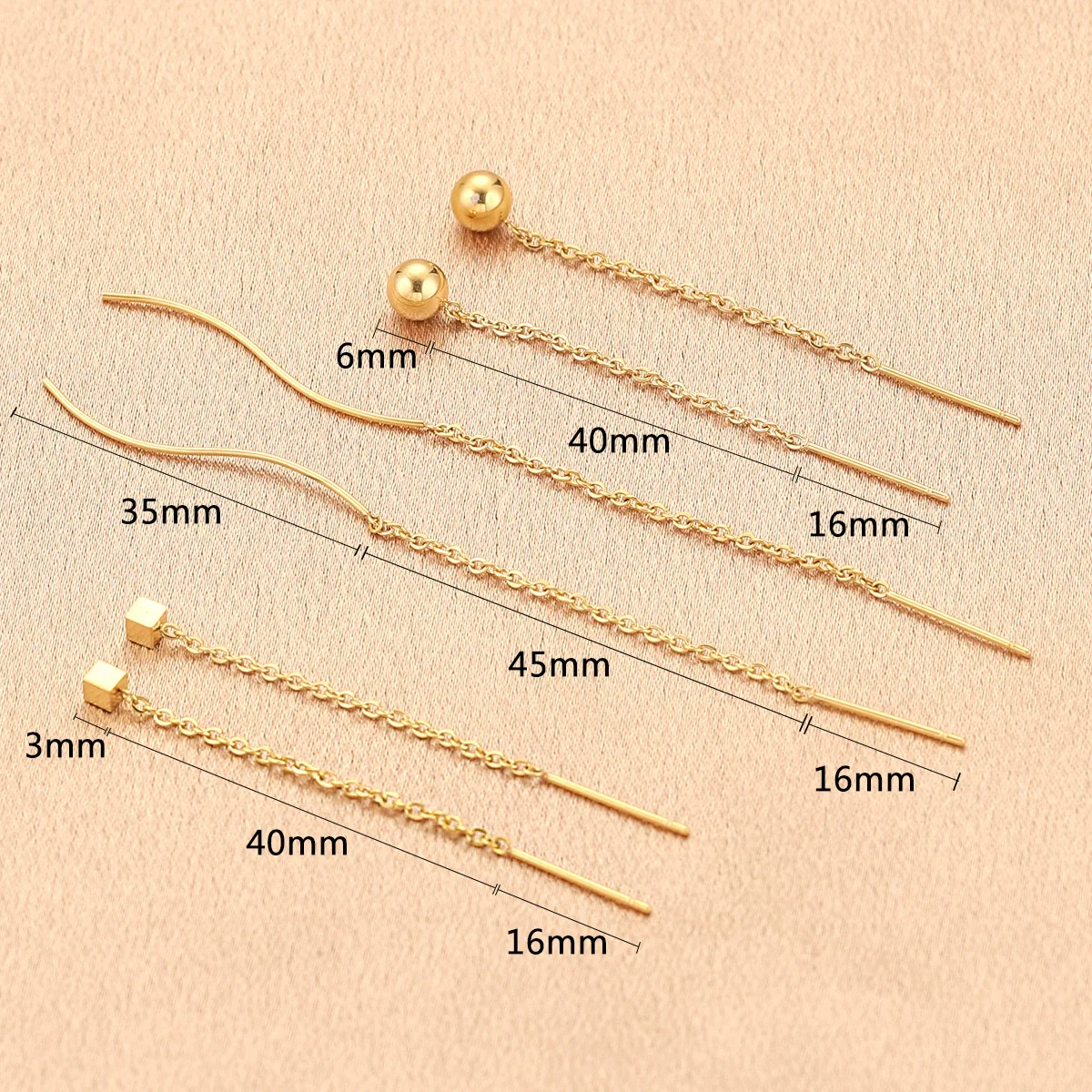 Ladies Stainless Steel And Titanium Steel Earrings With Cross Chain And Electroplating Treatment Jewelry Accessories - Image 4