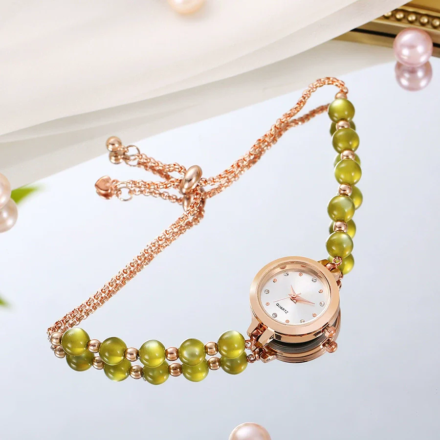 Ladies Stainless Steel Fashion Watch With Round Dial And Beaded Bracelet - Image 12
