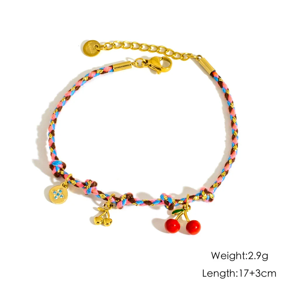 Ladies Stainless Steel Geometric Handmade Colorful Rope Bracelet - Image 13