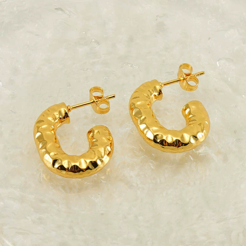 Ladies 316L Stainless Steel U Shaped Electroplated Earrings - Image 3