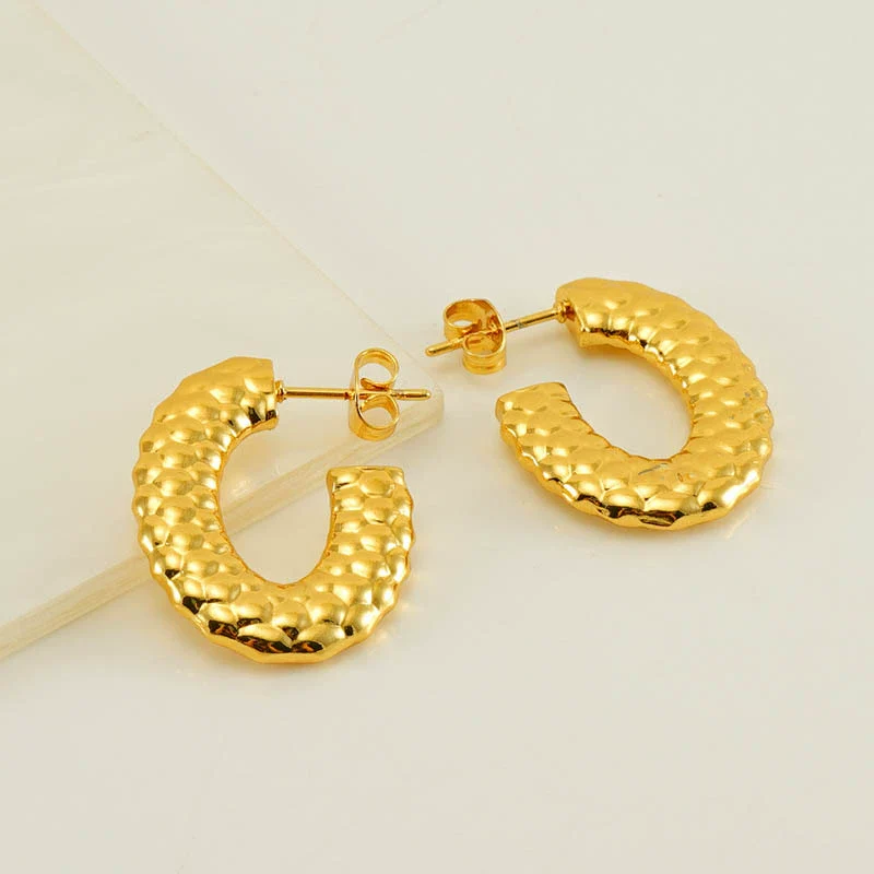 Ladies 316L Stainless Steel U Shaped Electroplated Earrings - Image 4