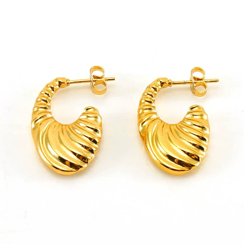 Ladies 316L Stainless Steel U Shaped Electroplated Earrings - Image 5