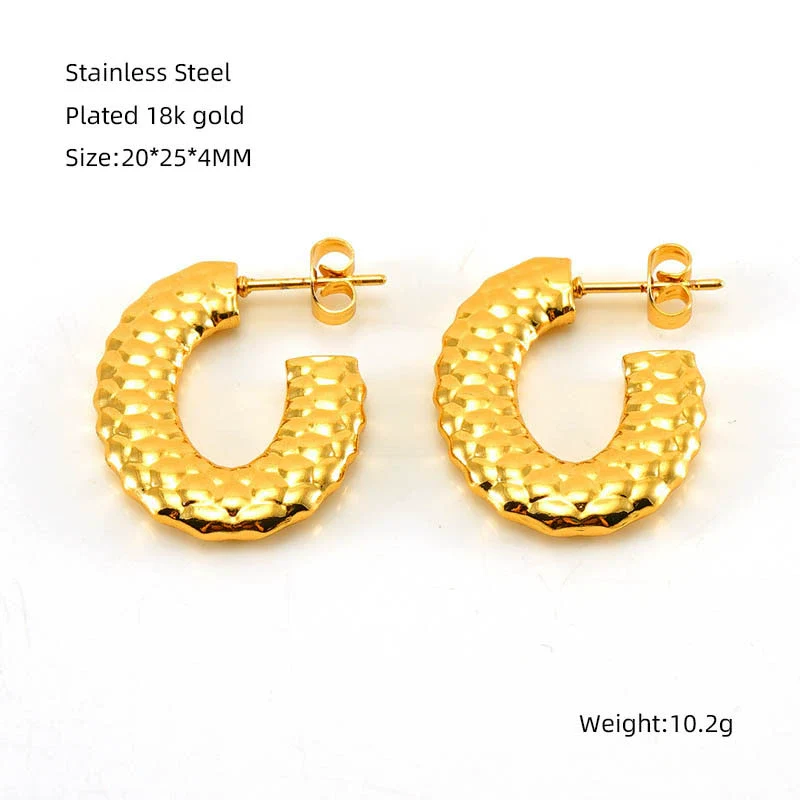 Ladies 316L Stainless Steel U Shaped Electroplated Earrings - Image 6