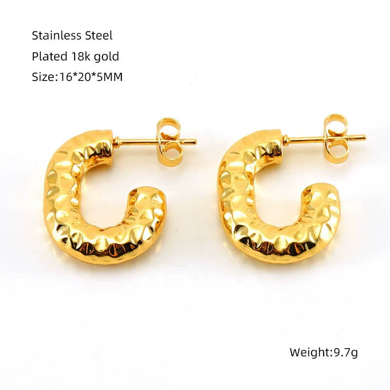 Ladies 316L Stainless Steel U Shaped Electroplated Earrings - Image 7