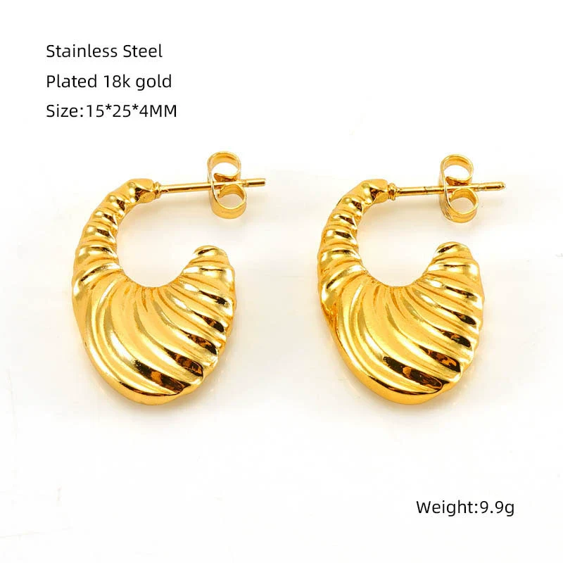 Ladies 316L Stainless Steel U Shaped Electroplated Earrings - Image 8