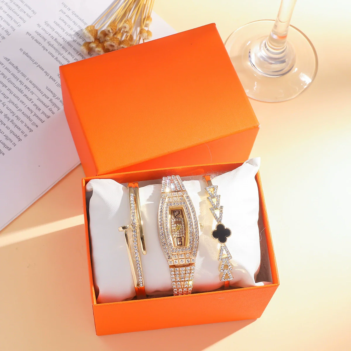 Ladies Titanium Steel And Stainless Steel Round Dial Quartz Watch Bracelet Set Fashion Casual Style - Image 8