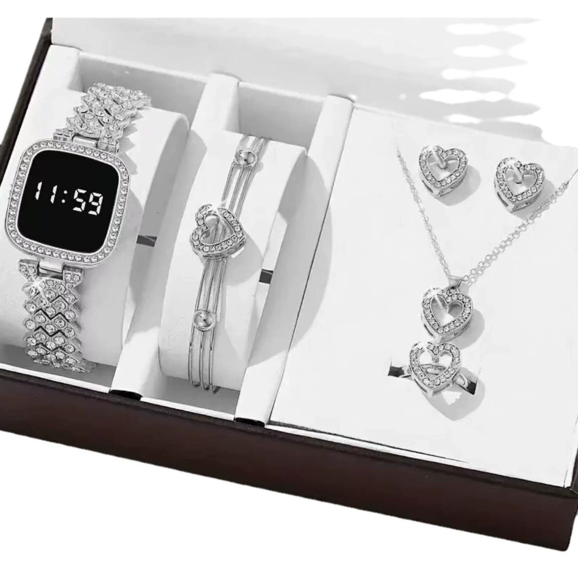 Ladies Watch And Jewelry Set Casual Style Alloy Case Stainless Steel Strap Round Dial Printed Logo - Image 5