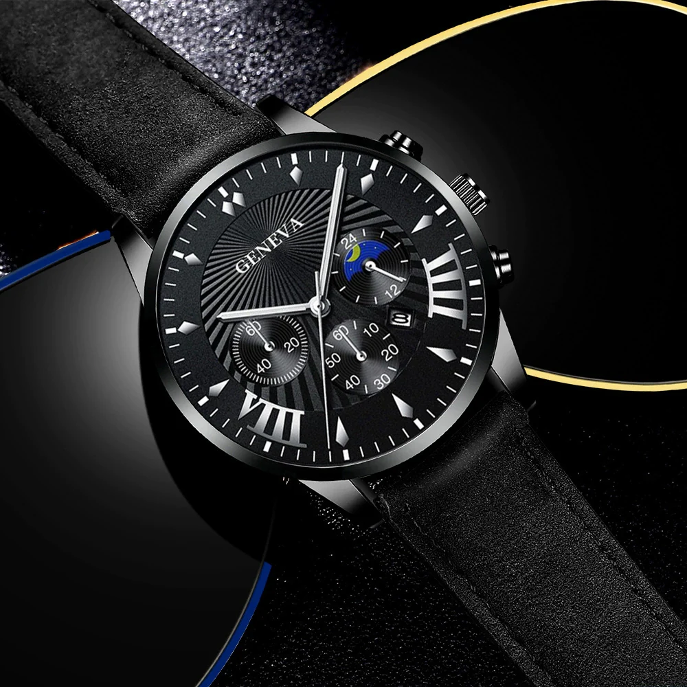 Leather And Alloy Men's Casual Quartz Belt Watch With Round Dial And Stainless Steel Pin Buckle - Image 3