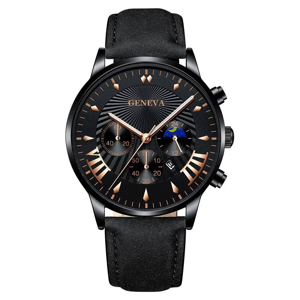 Leather And Alloy Men's Casual Quartz Belt Watch With Round Dial And Stainless Steel Pin Buckle - Image 5