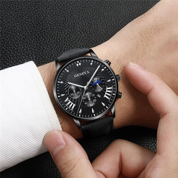 Leather And Alloy Men's Casual Quartz Belt Watch With Round Dial And Stainless Steel Pin Buckle - Image 8