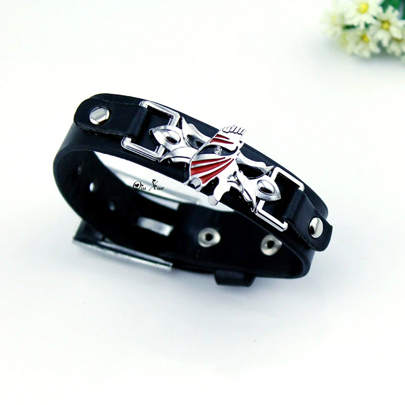Leather And Metal Anime Bracelet With Literary And Geometric Style Electroplated - Image 3