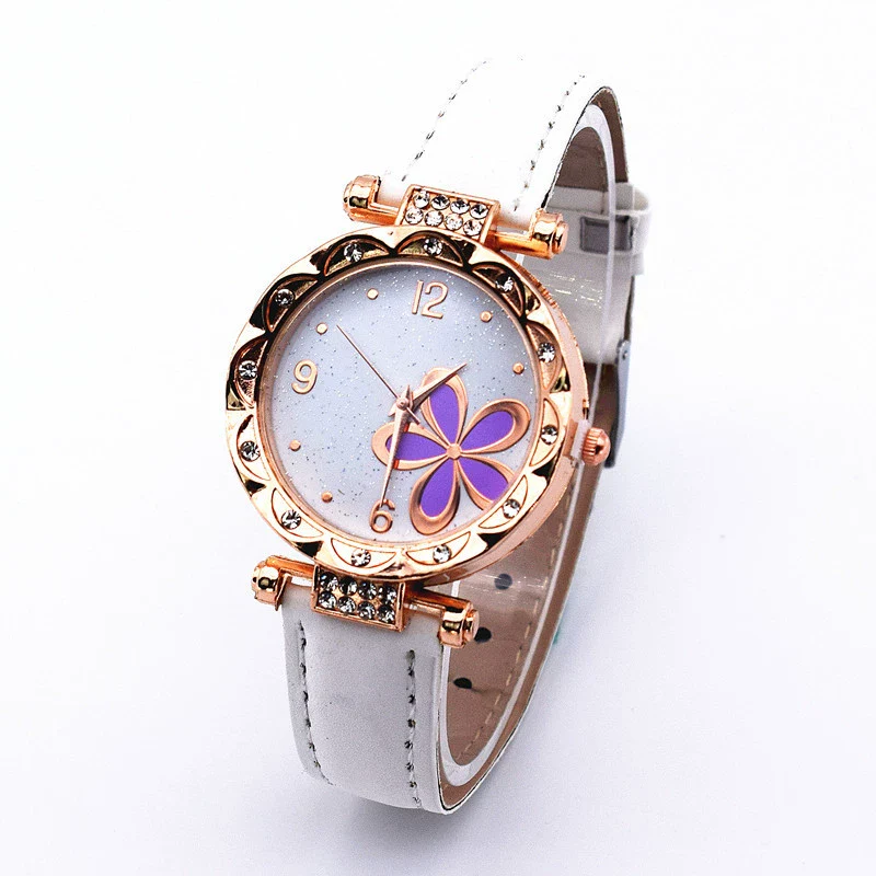 Leather Quartz Watch Set With Alloy Case Imitation Leather Strap Round Dial Starry Sky Pattern For Women - Image 6