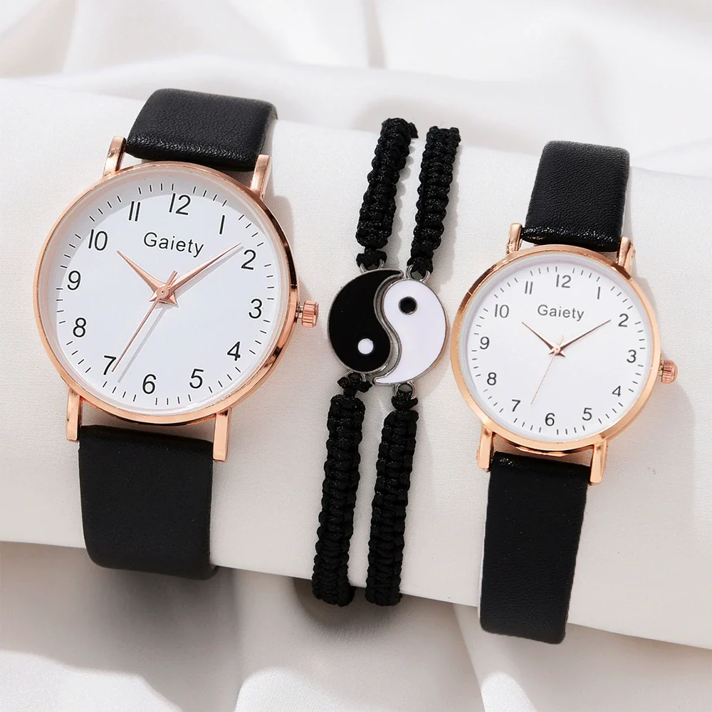 Leisure Alloy Case Imitation Leather Strap Round Dial Quartz Watches For Men And Women - Image 14