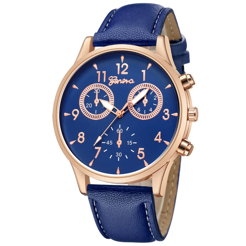 Leisure Alloy Case Stainless Steel Clasp Imitation Leather Strap Round Dial Pu Belt Quartz Watch With Printed Logo And Luminous Exquisite Dial For Men - Image 12