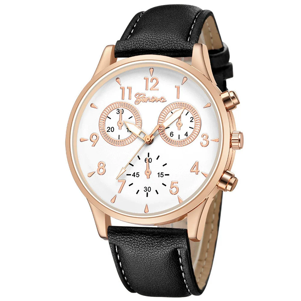 Leisure Alloy Case Stainless Steel Clasp Imitation Leather Strap Round Dial Pu Belt Quartz Watch With Printed Logo And Luminous Exquisite Dial For Men - Image 14