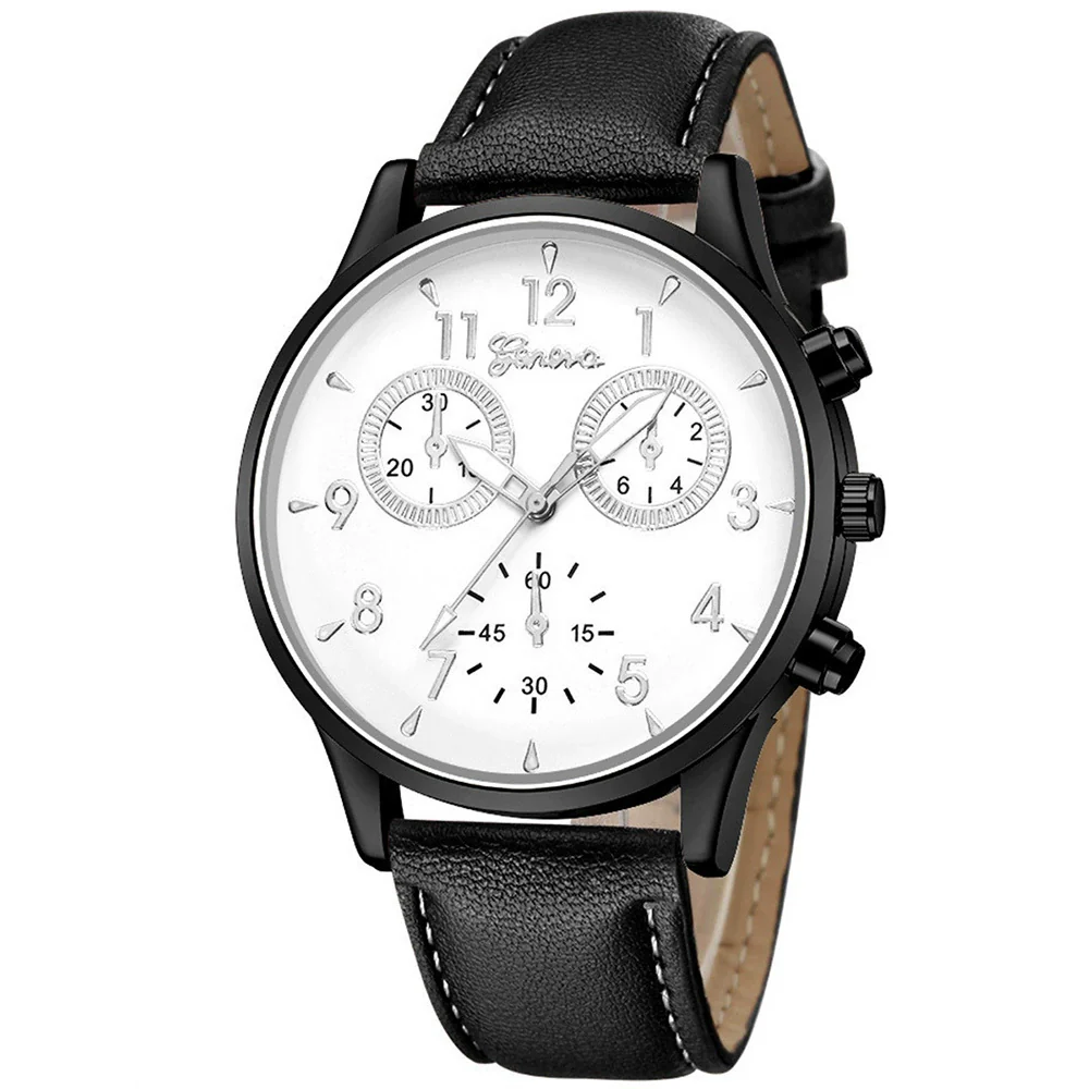 Leisure Alloy Case Stainless Steel Clasp Imitation Leather Strap Round Dial Pu Belt Quartz Watch With Printed Logo And Luminous Exquisite Dial For Men - Image 7