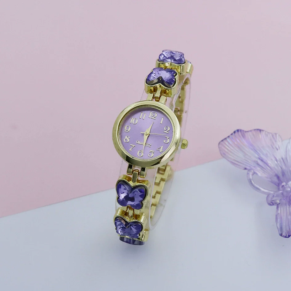 Leisure Butterfly Bracelet Women's Round Digital Quartz Watch Alloy Material - Image 6