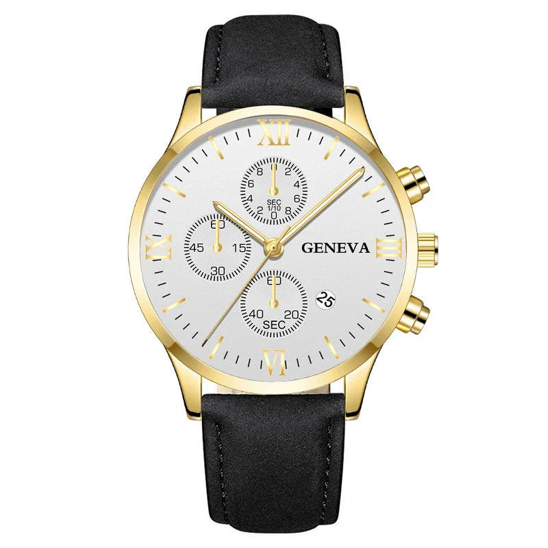 Leisure Fashion Calendar Roman Pattern Alloy Case Imitation Leather Strap Men's Watch - Image 15
