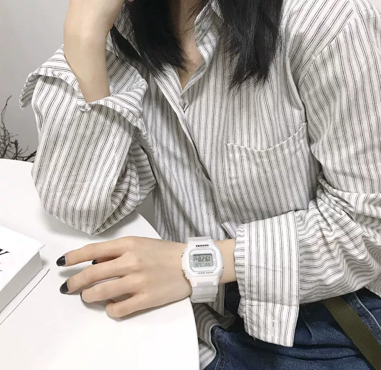 Leisure Female Student Translucent Square Electronic Luminescent Plastic Watch - Image 9
