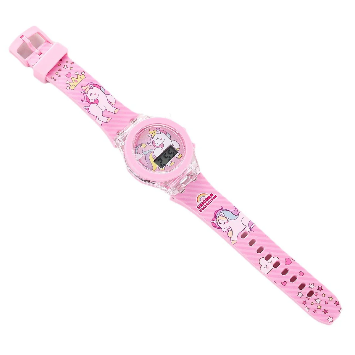 Leisure Luminous Unicorn Alloy And Silicone Electronic Watch With Stainless Steel Clasp And Round Dial - Image 5