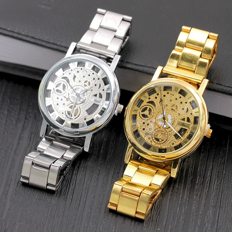 Leisure Perspective Cut Out Alloy And Stainless Steel Band Round Dial Pointer Watch With Horseshoe Buckle - Image 4