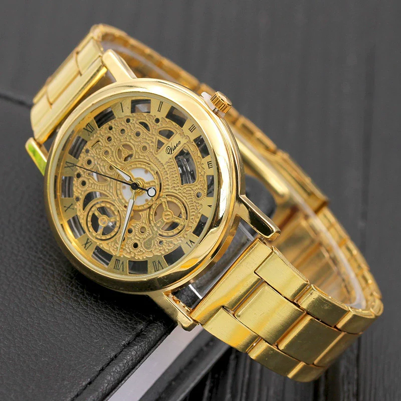 Leisure Perspective Cut Out Alloy And Stainless Steel Band Round Dial Pointer Watch With Horseshoe Buckle - Image 6
