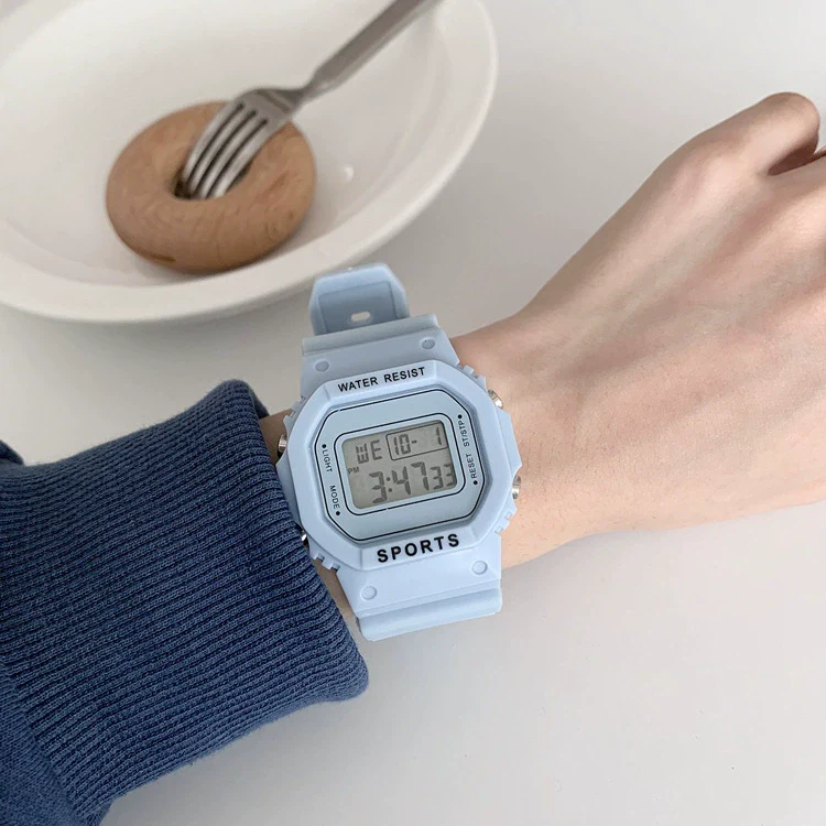 Leisure Plastic And Silicone Square Couple Electronic Watch Multifunctional Luminous Digital - Image 3