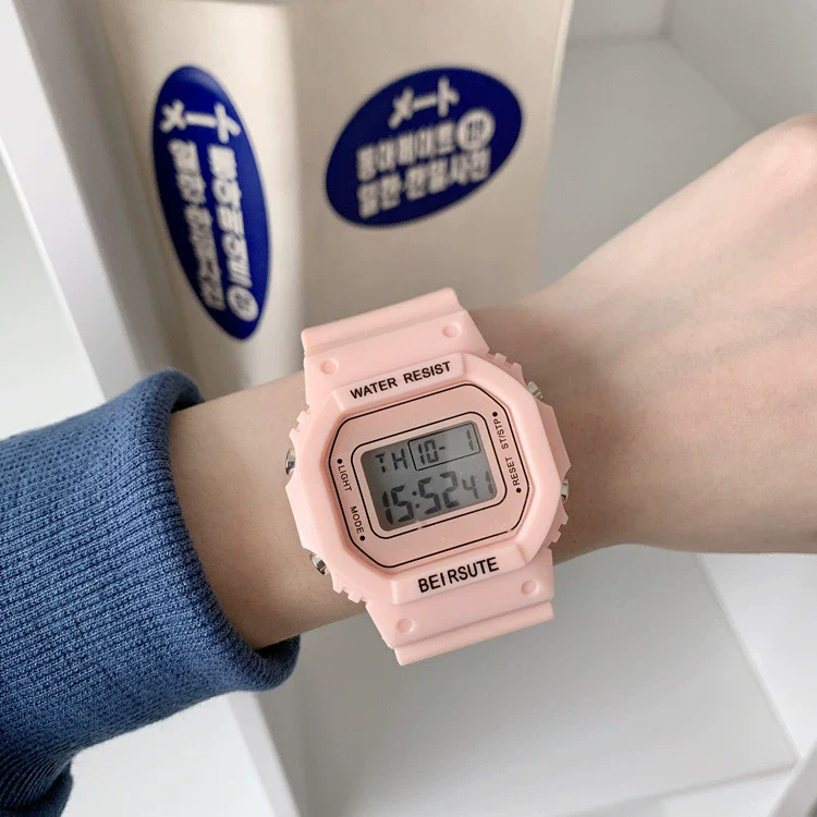 Leisure Plastic And Silicone Square Couple Electronic Watch Multifunctional Luminous Digital - Image 5