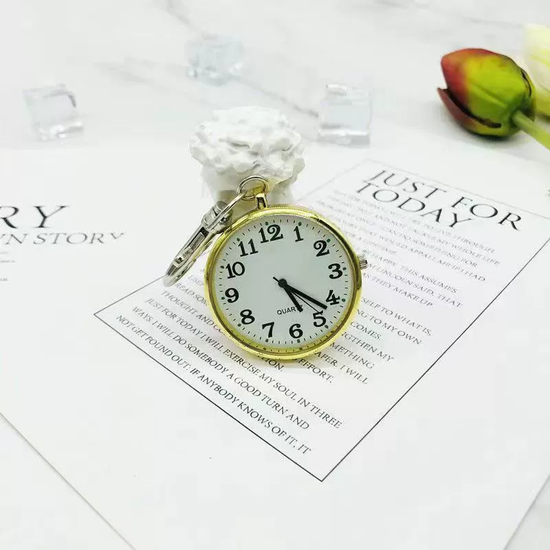 Leisure Plastic Pocket Keychain Watch With Round Dial And Spiral Crown For Students And Nurses - Image 10