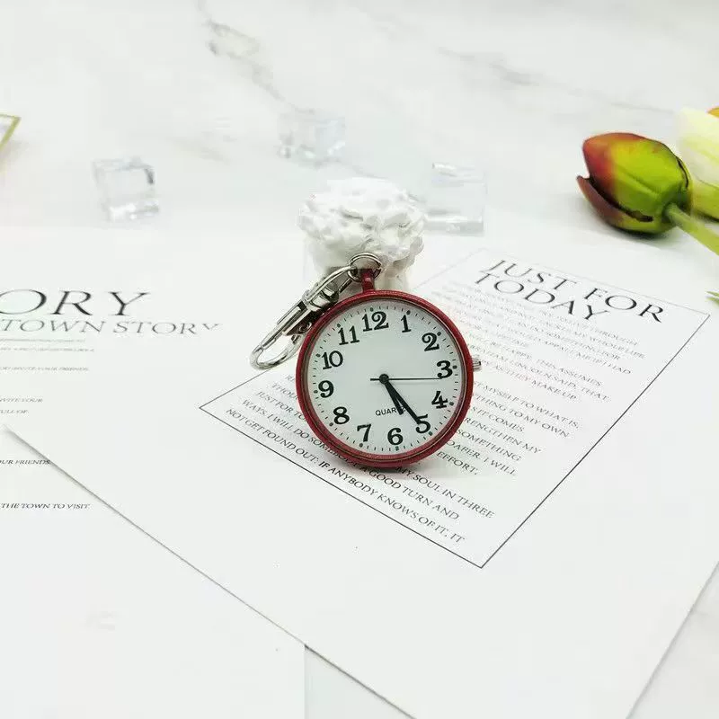Leisure Plastic Pocket Keychain Watch With Round Dial And Spiral Crown For Students And Nurses - Image 11