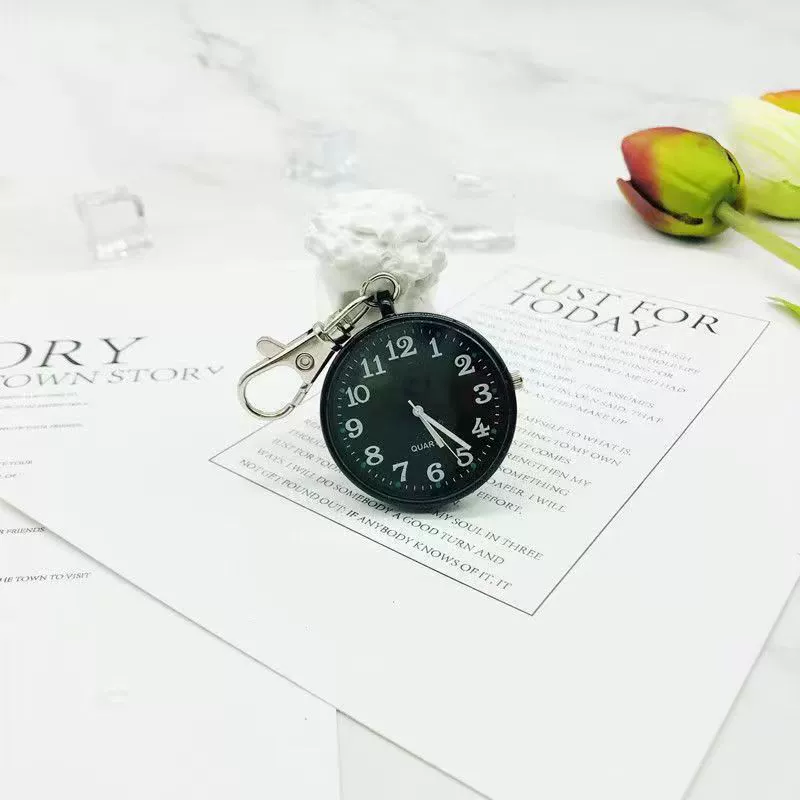 Leisure Plastic Pocket Keychain Watch With Round Dial And Spiral Crown For Students And Nurses - Image 12