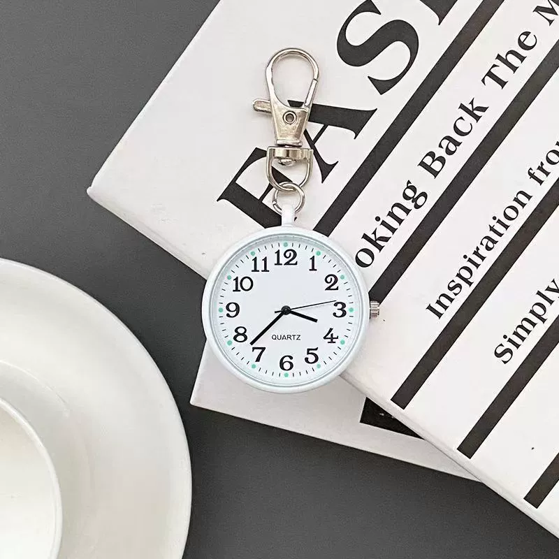 Leisure Plastic Pocket Keychain Watch With Round Dial And Spiral Crown For Students And Nurses - Image 13