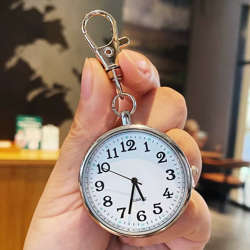 Leisure Plastic Pocket Keychain Watch With Round Dial And Spiral Crown For Students And Nurses - Image 2