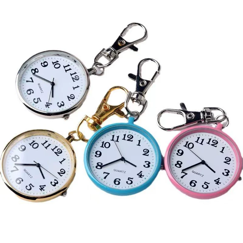 Leisure Plastic Pocket Keychain Watch With Round Dial And Spiral Crown For Students And Nurses - Image 3