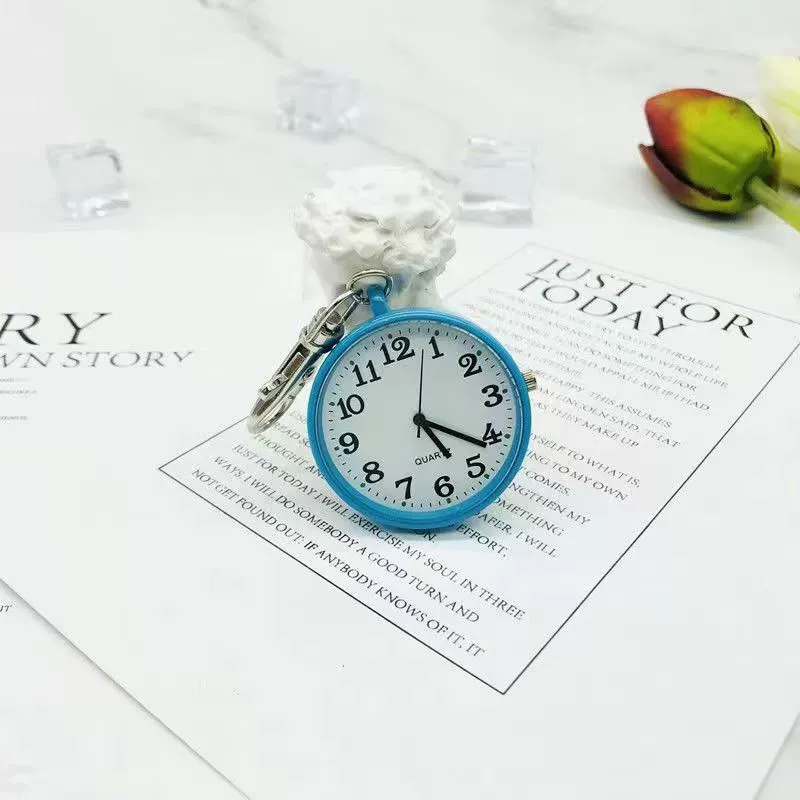 Leisure Plastic Pocket Keychain Watch With Round Dial And Spiral Crown For Students And Nurses - Image 7